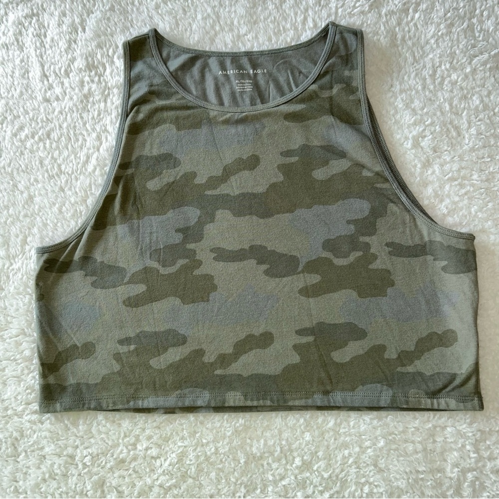American Eagle Cropped Camo Tank Top XL - Picture 1 of 3